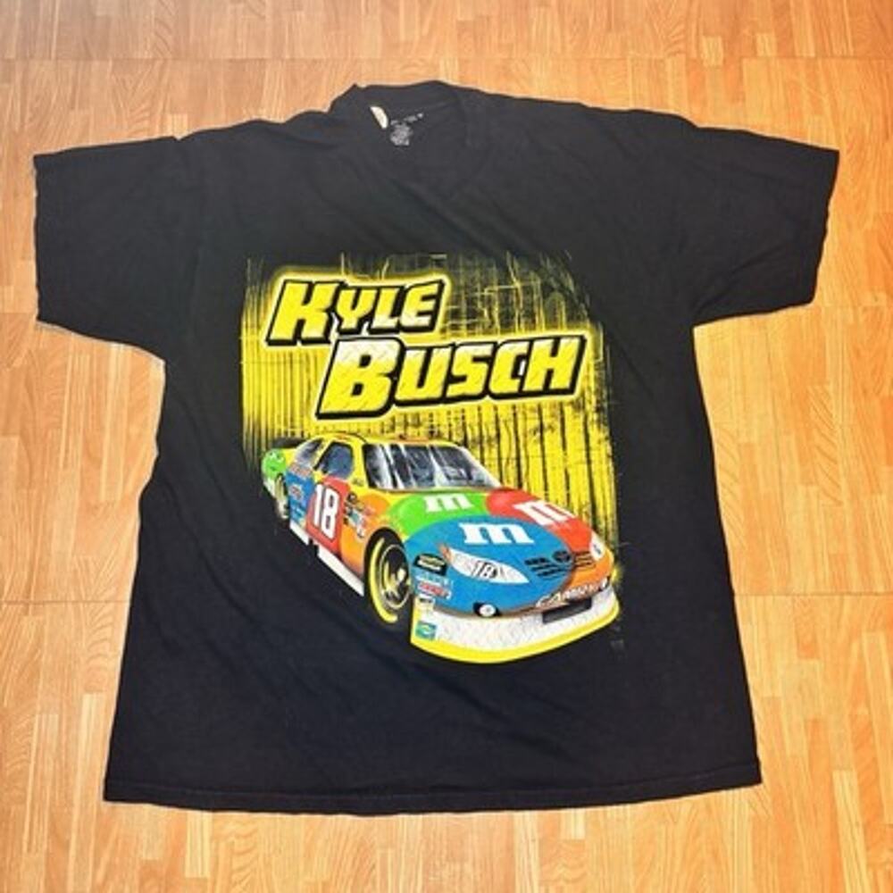 Kyle Busch 2011 M&M’s NASCAR #18 Black T-Shirt Men’s XL Double Sided Racing
